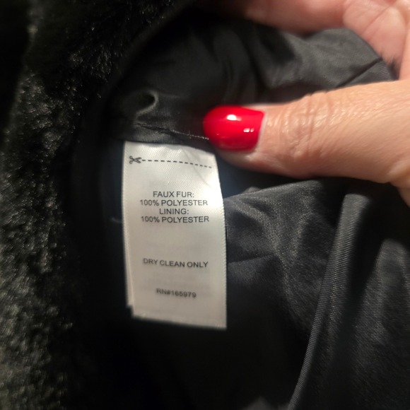 Adrienne Landau Black Faux Fur Poncho Cape Asymmetrical Zipper Collar Size S M - Picture 5 of 6